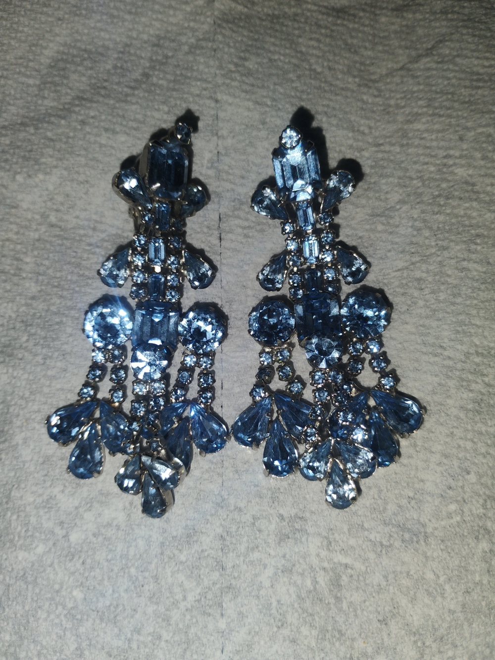 Blue Crystal Chandelier Drop Earrings
